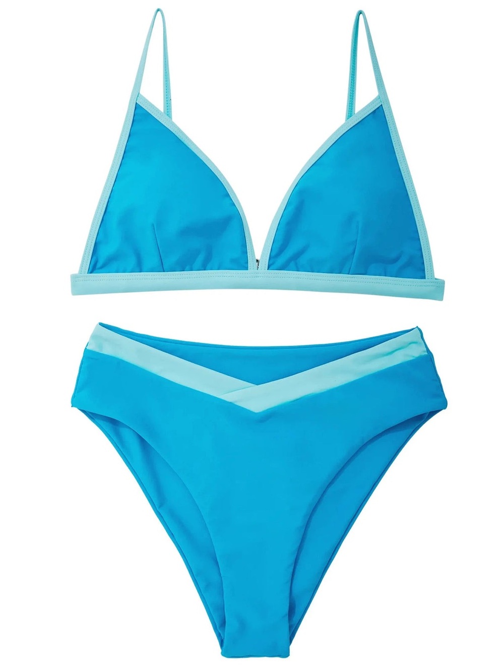 Women's Two-Tone Blue V-Front Bikini